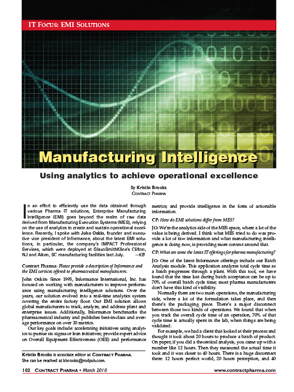Manufacturing Intelligence - Using Analytics